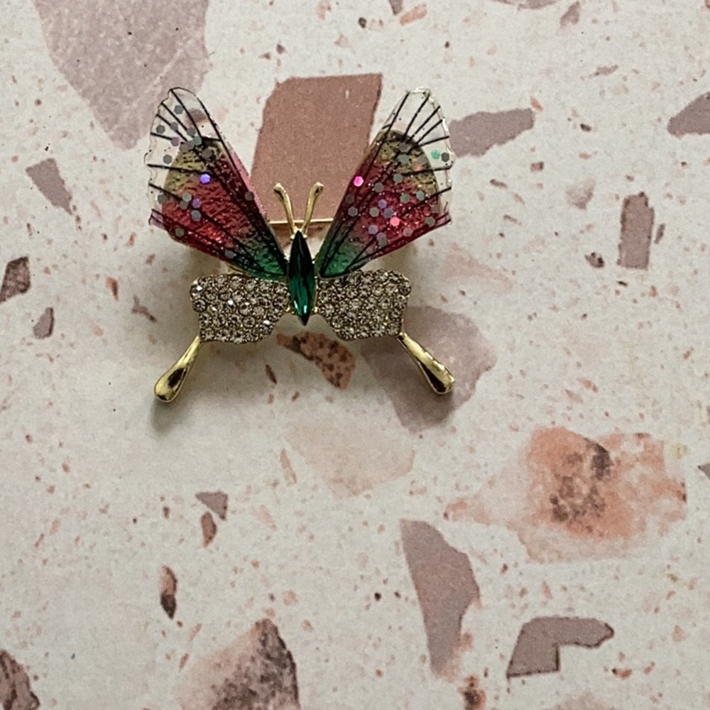 Multicolor butterfly brooch